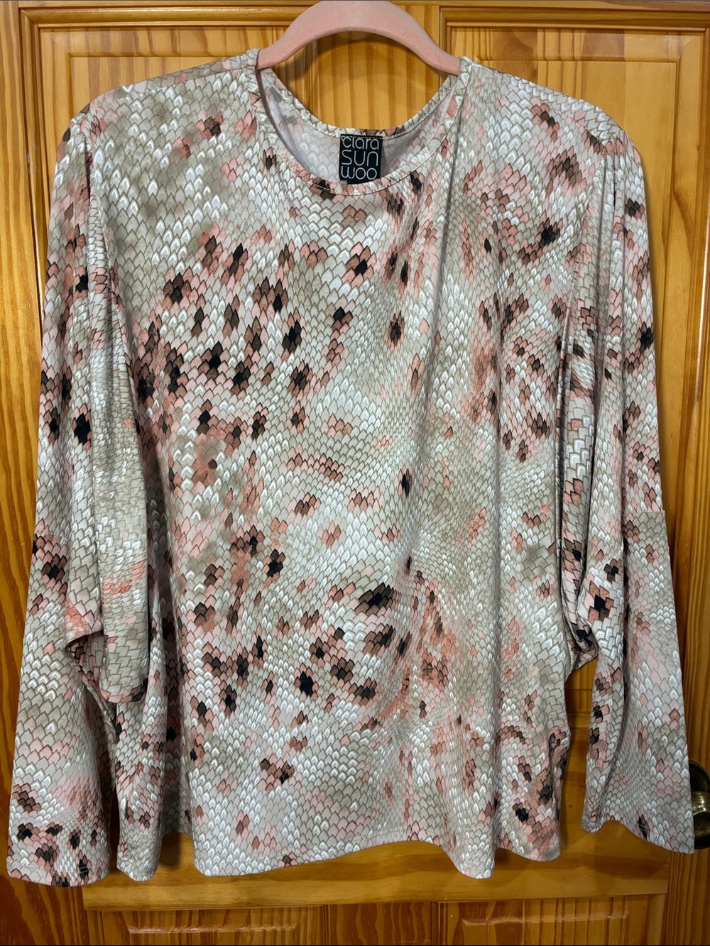 CLARA SUNWOO Blush and Cream Patterned Long-Sleeve Top